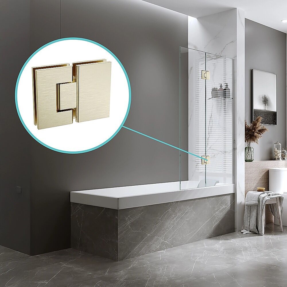120cm Frameless Glass Bath Screen with Channel and Stainless Steel Hinges- Gold Price