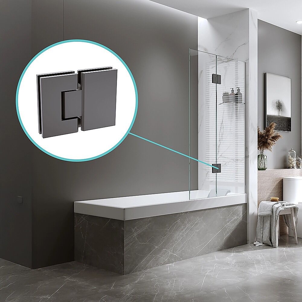 100cm Frameless Glass Bath Screen with Channel and Stainless Steel Hinges- Gunmetal Price