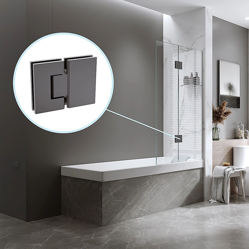 100cm Frameless Glass Bath Screen with Channel and Brass Hinges - Gunmetal Price