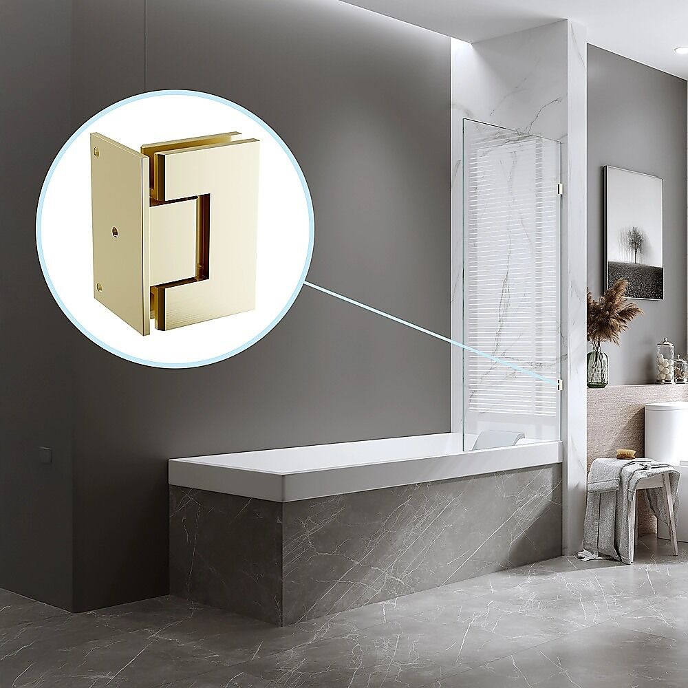 90cm Frameless Swing Bath Panel with Brushed Gold Hardware Price