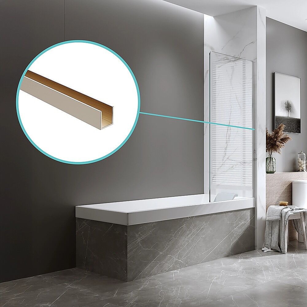 70cm Frameless Glass Bath Screen with Wall Channel - Nickel Price