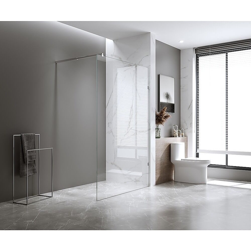 100x210cm Single Shower Glass Screen with White Wall U-Brackets Price