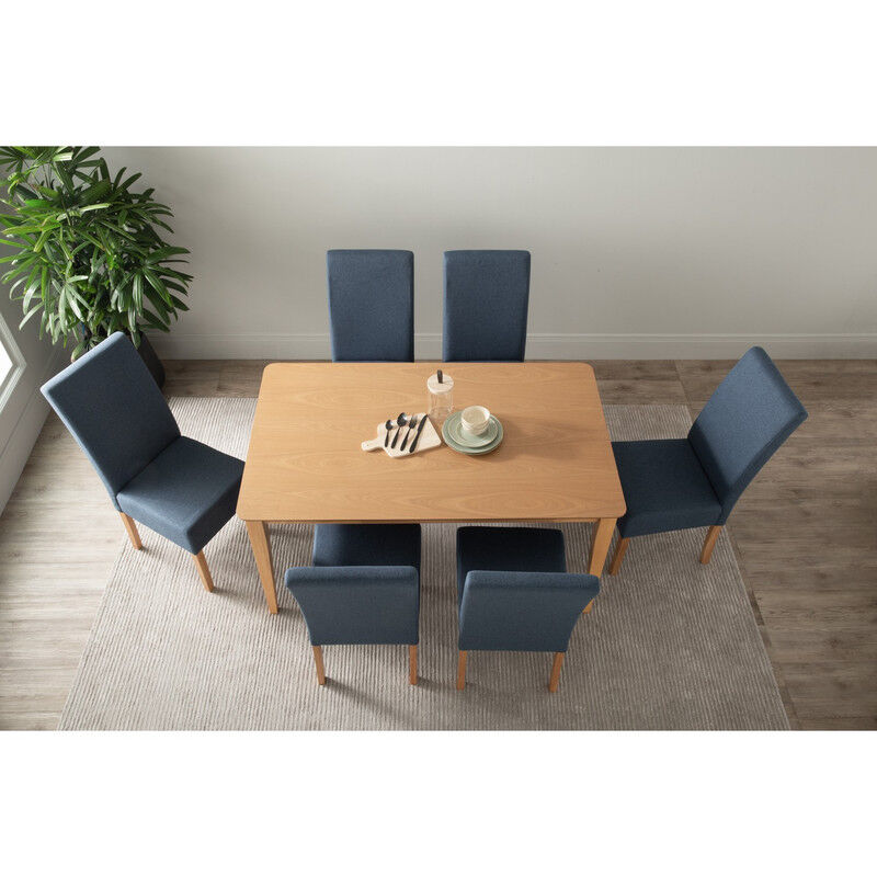 ALLEGRO Dining Table + 6x MESI Dining Chair - 7 Piece Dining Set - Natural Price