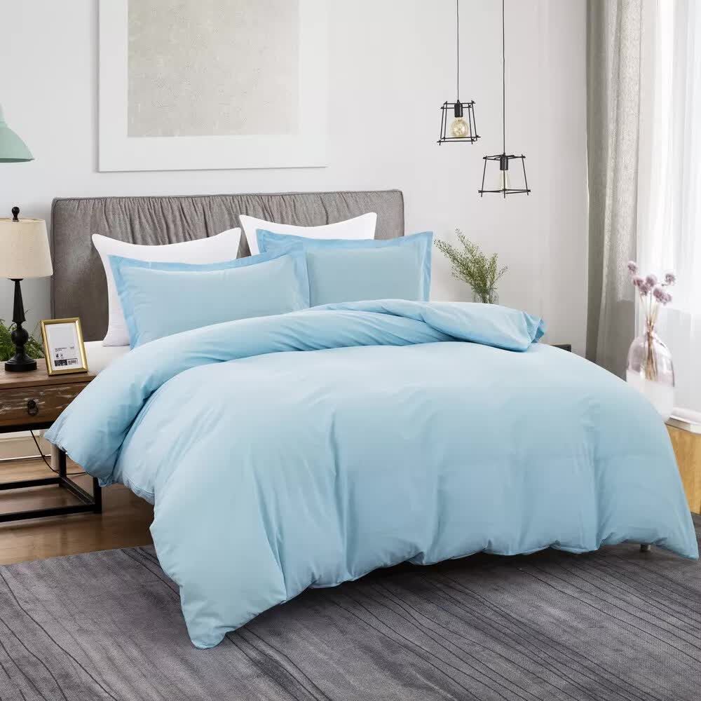 100% cotton Premium Doona Duvet Quilt Cover Set with Soft Pillowcases - Aqua-King Price