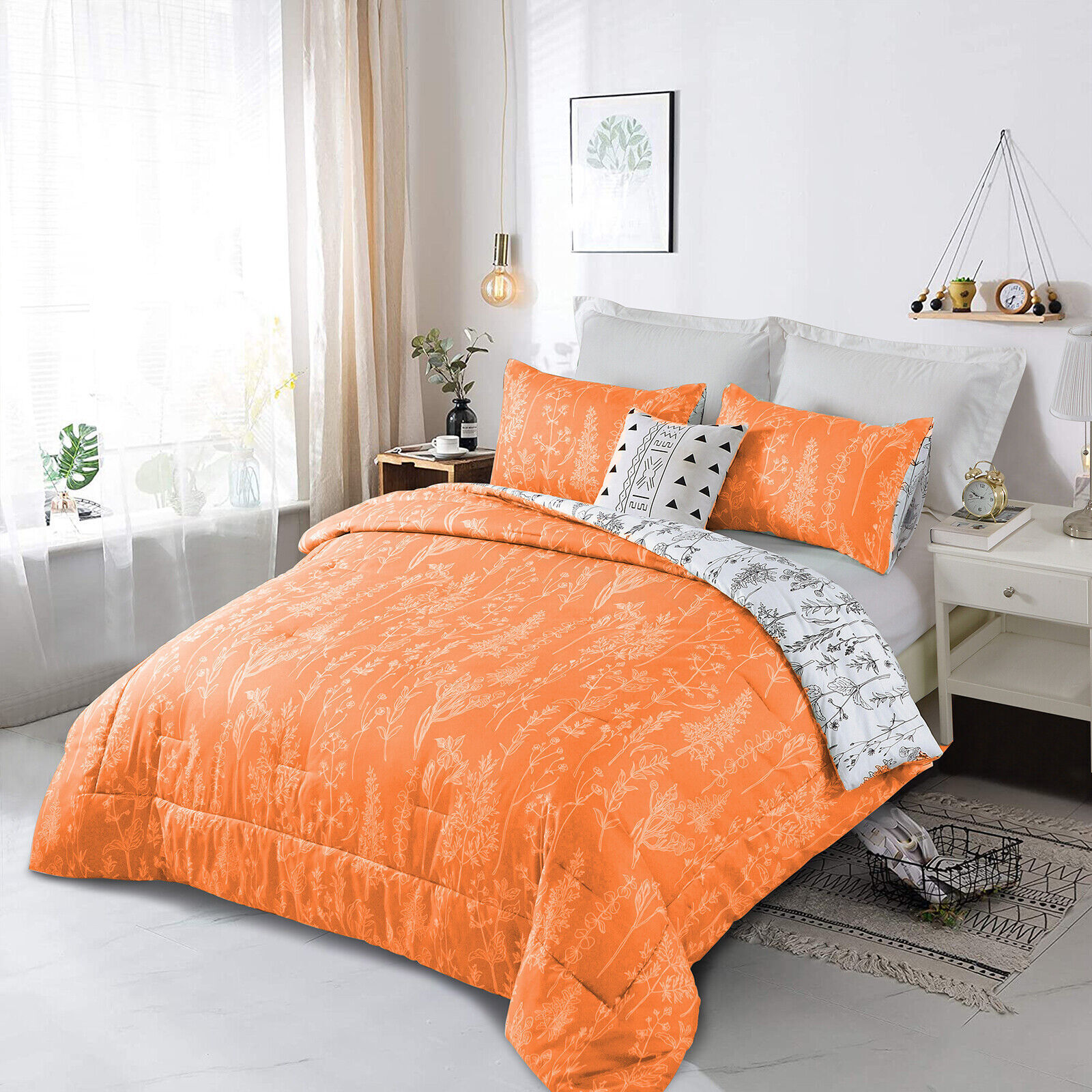 Floral Comforter Set, Queen Size, Reversible Quilted Bedding with Pillowcases Price