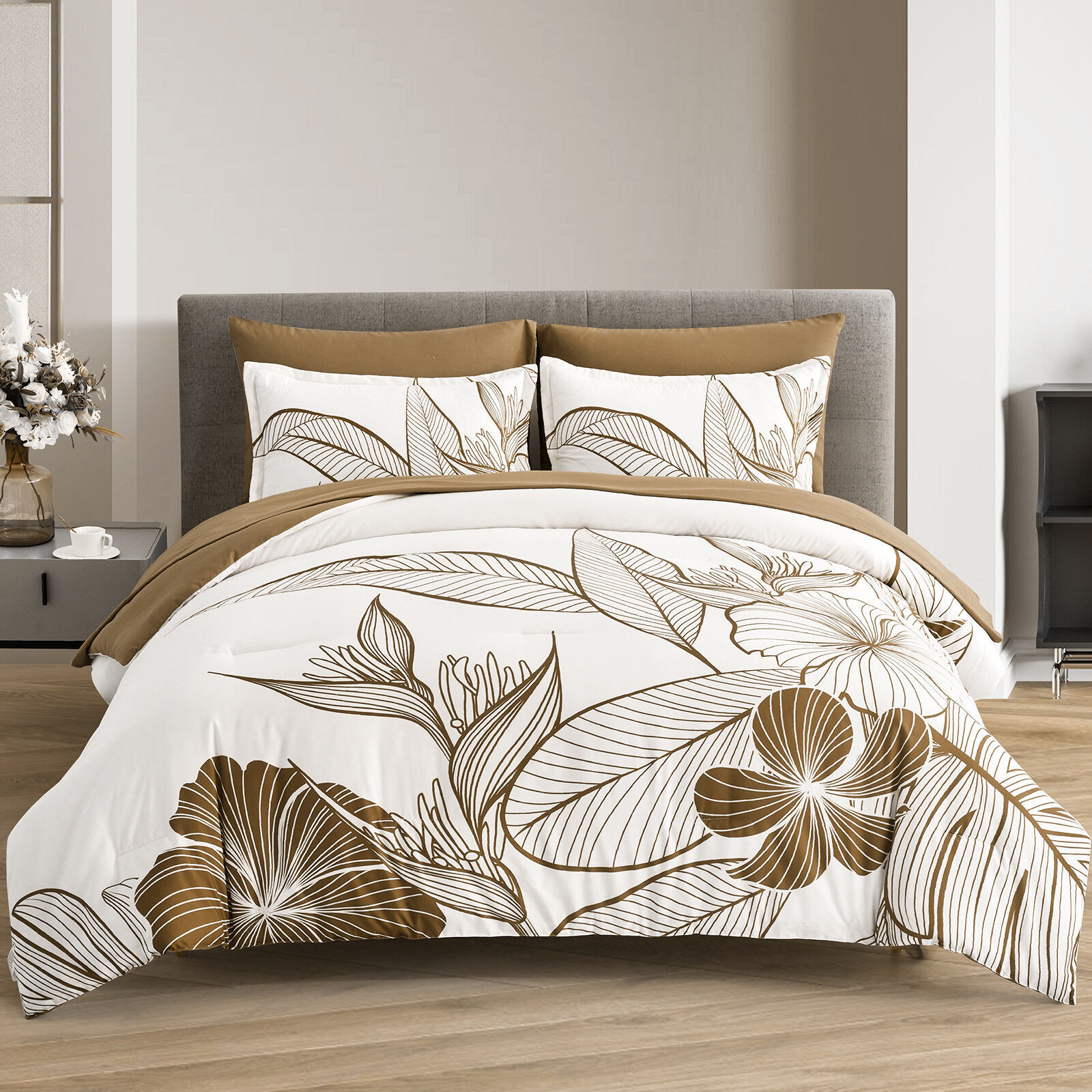 SOFT Floral Comforter Set, King Size, Plush Winter Bedding with Pillowcases Price
