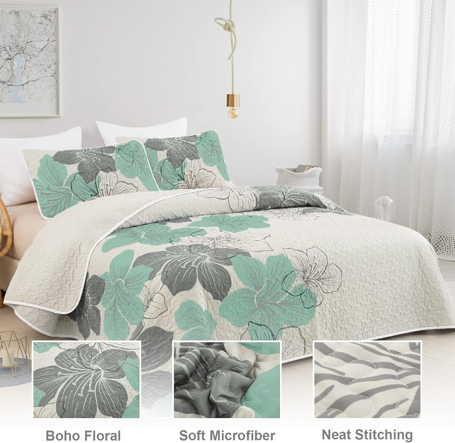 Radiant Quilted Coverlet and Pillowcases Set: Envelop Your Bed in Elegance - Queen size Price
