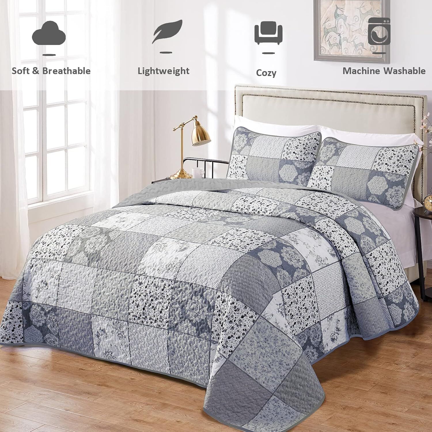Nurturing Quilted Coverlet and Pillowcases Set: Perfect for Restful Sleep - Queen size Price