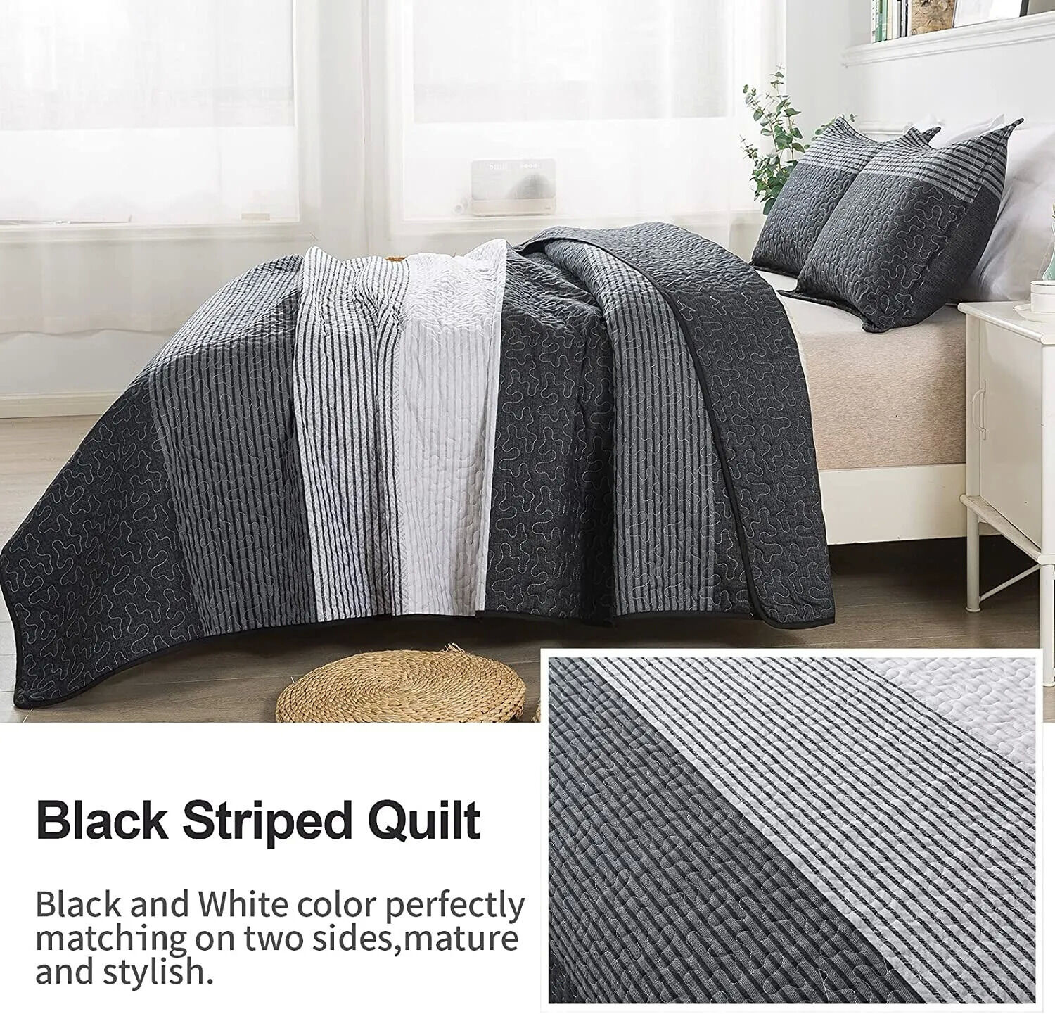 Detailed Quilted Bedspread and Pillowcases Set: A Signature of Quality and Style - Queen size Price