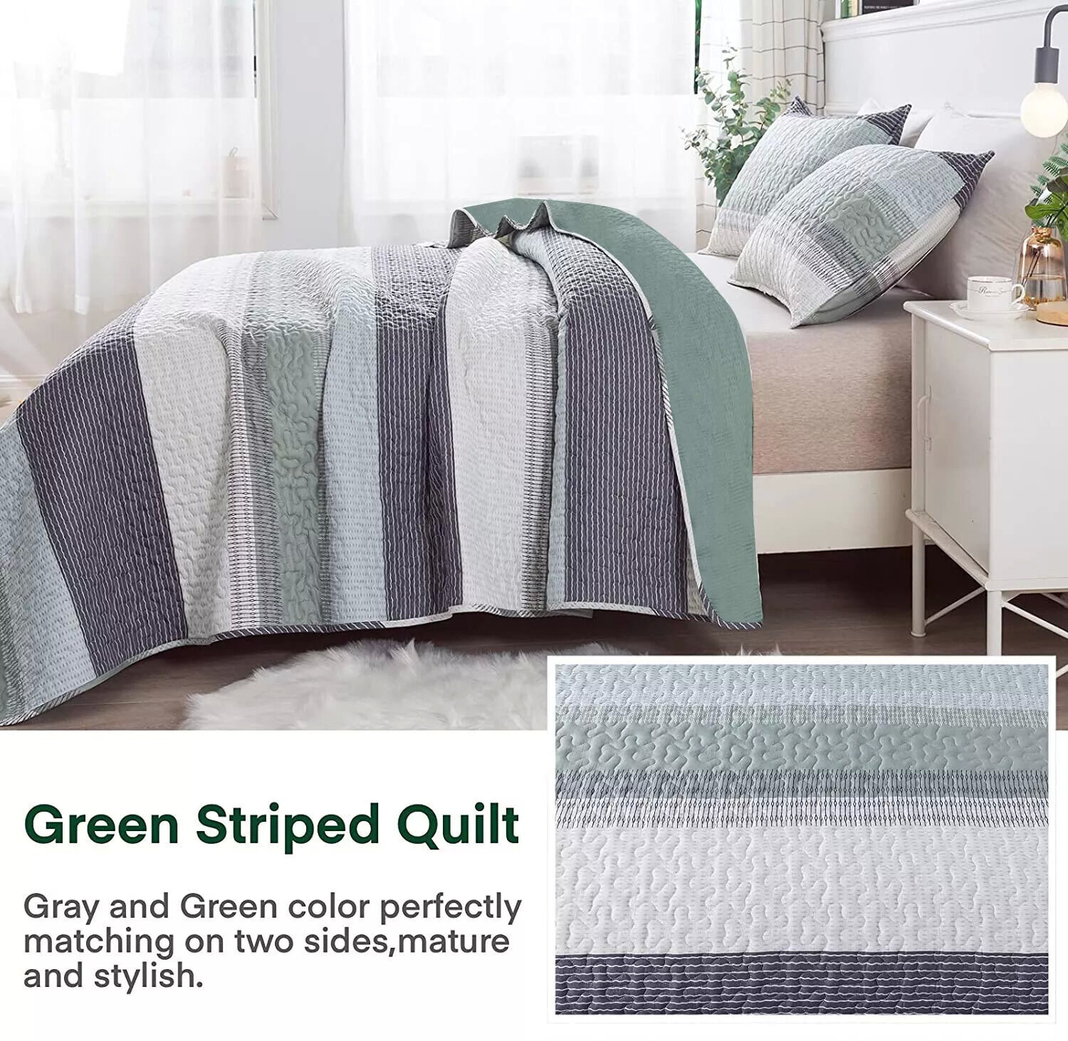 Ethereal Quilted Bedspread and Pillowcases Set: A Dreamy Addition to Your Home - Queen size Price
