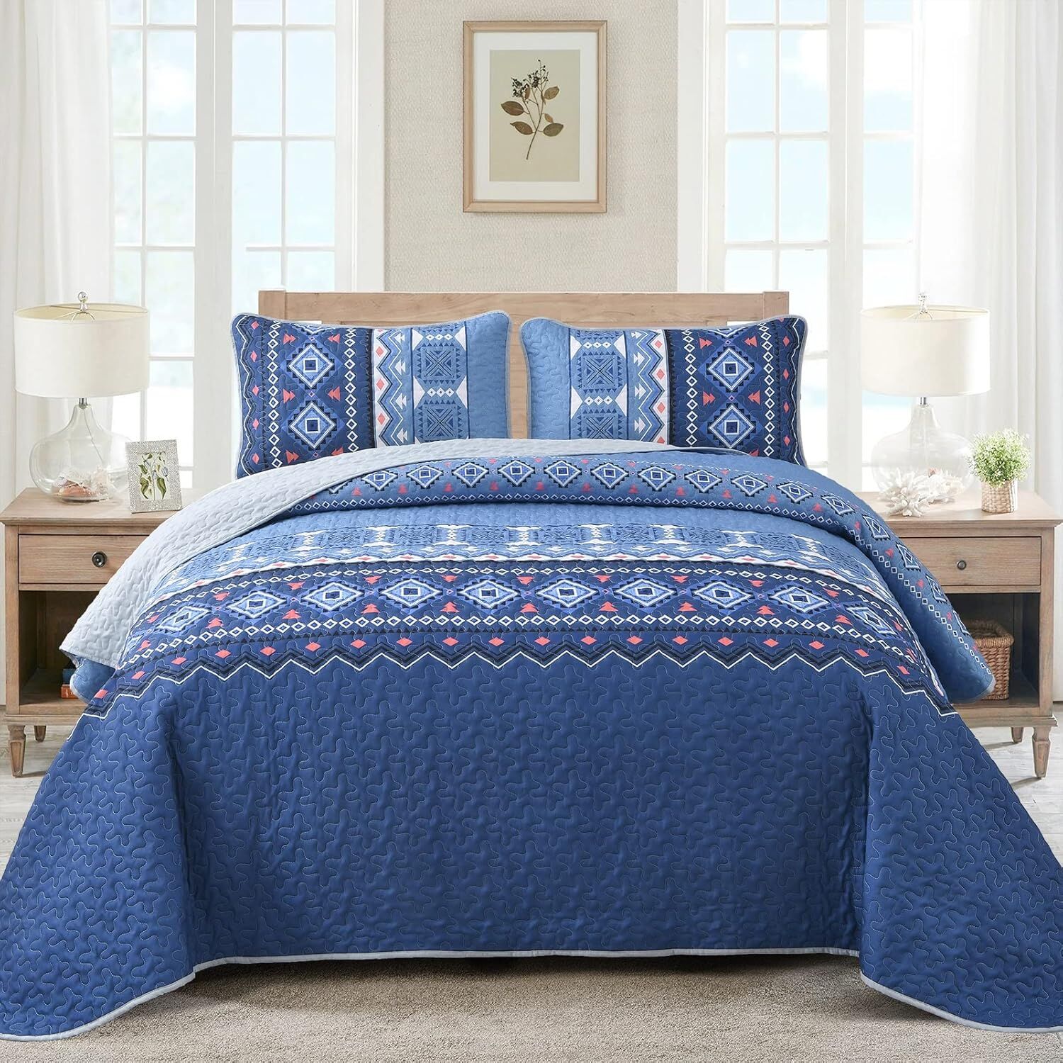 Nature Lover's Quilted bedspread and pillowcovers set: Inspired by the Outdoors - Queen size Price