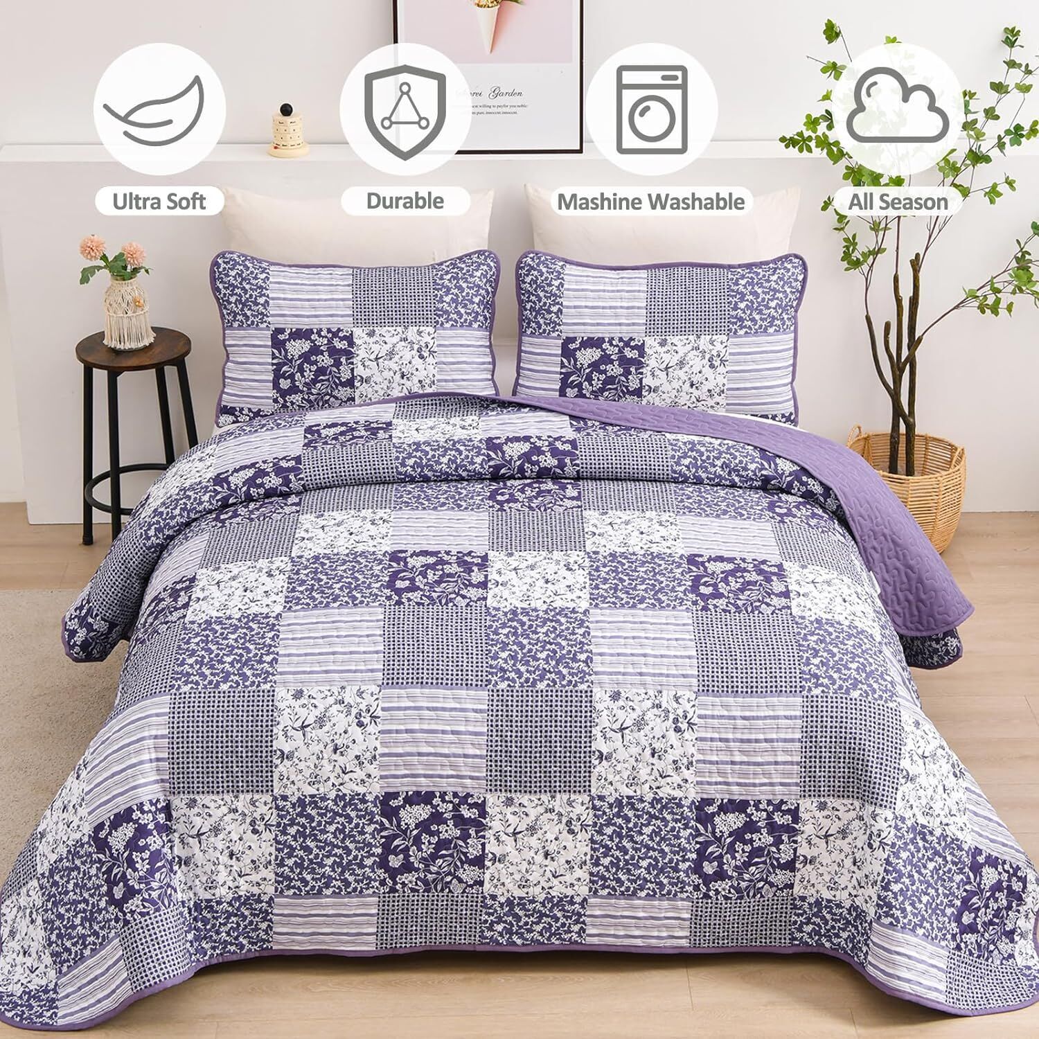 Harmonious Quilted bedspread and pillowcovers set: Perfect Balance of Style - Queen size Price