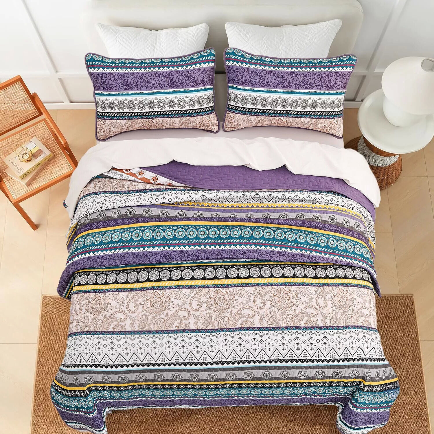 Hygge Quilted bedspread and pillowcovers set: Embrace Cozy Living - Queen size Price