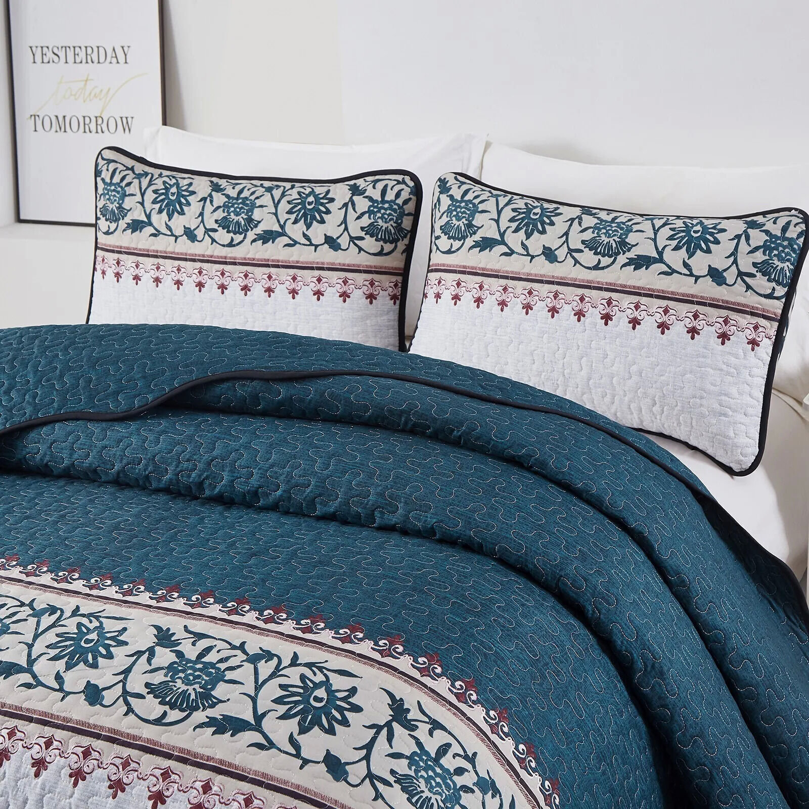 Distinguished Quilted Bedspread and Pillowcases Set: Enhance Your Bedroom Appeal - Queen size Price