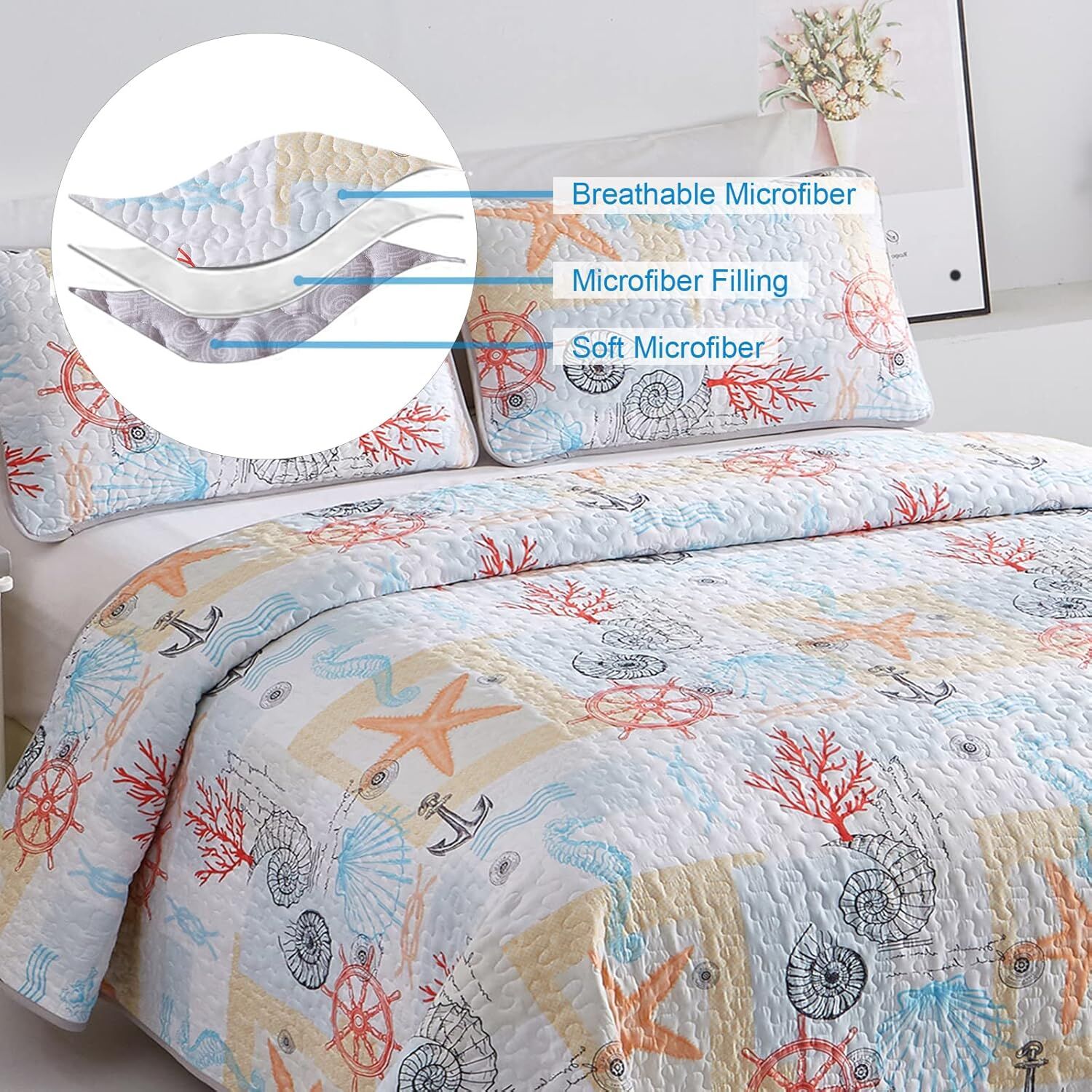 Decorative Quilted coverlet and pillowcovers set: Enhance Your Home Decor - Queen size Price