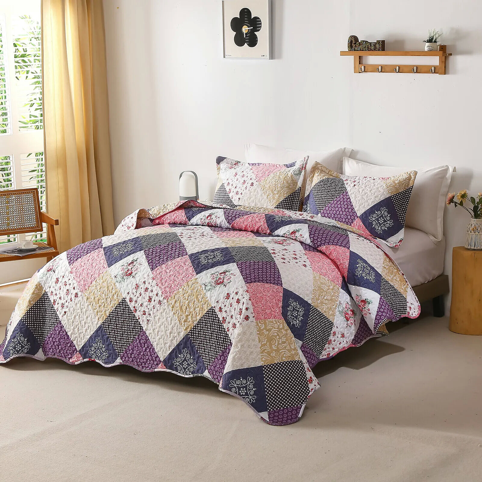 Intricate Quilted coverlet and pillowcovers set: Attention to Detail - Queen size Price