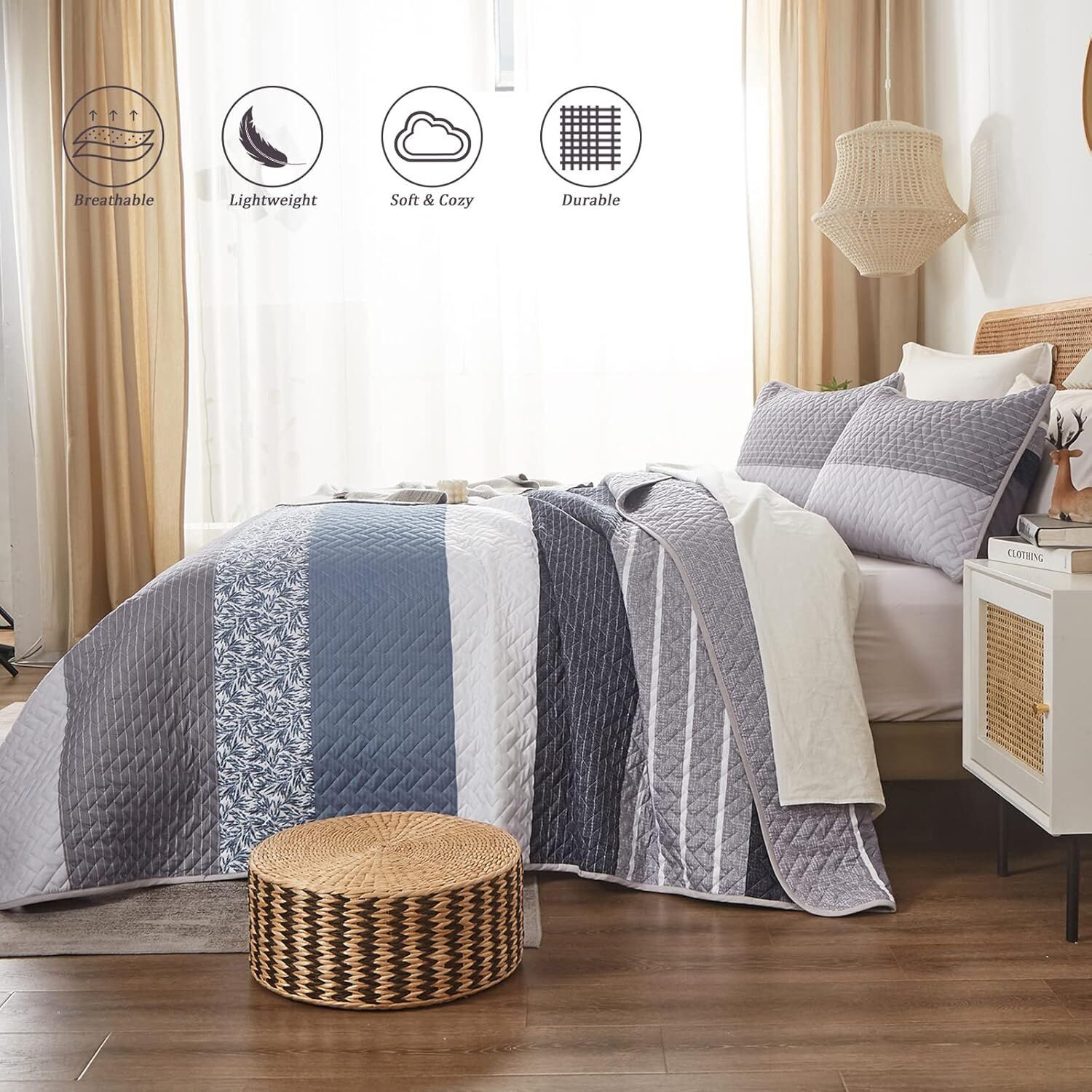 Ornate Quilted Bedspread and Pillowcases Set: Beautifully Crafted for Luxury - Queen size Price