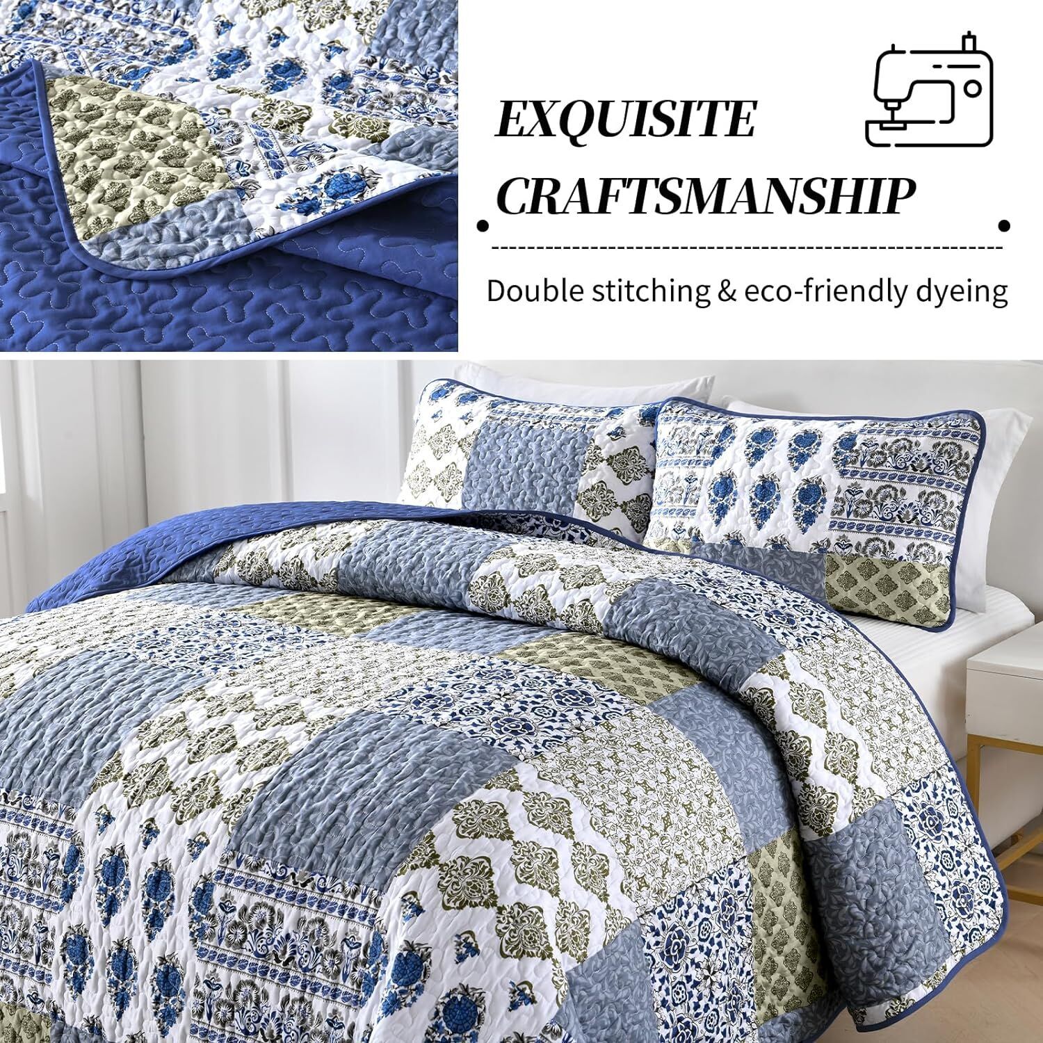 Gorgeous Quilted bedspread and pillowcovers set: Comfortable Elegance - Queen size Price