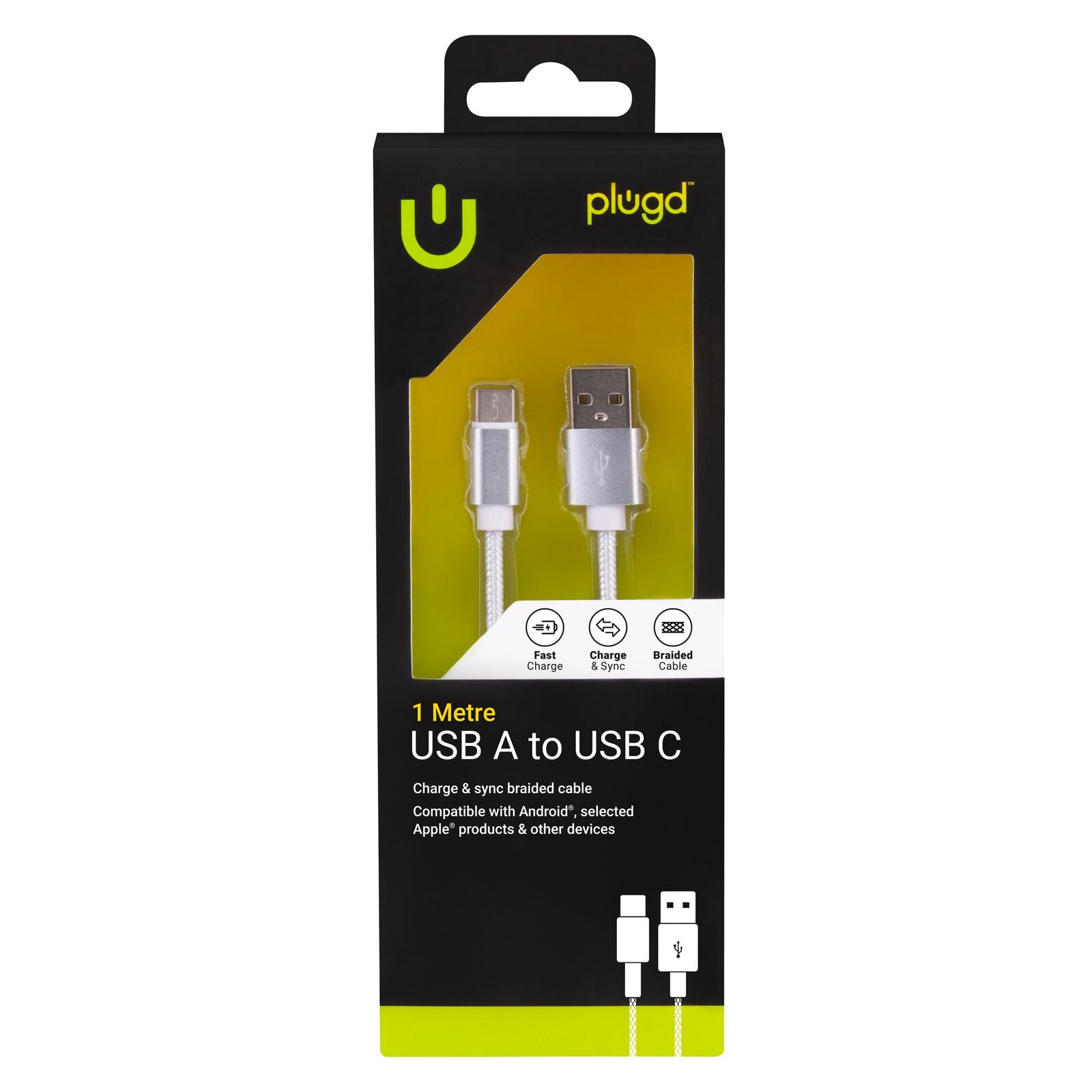 1M Charge & Sync USB A to USB C Braided Cable Price