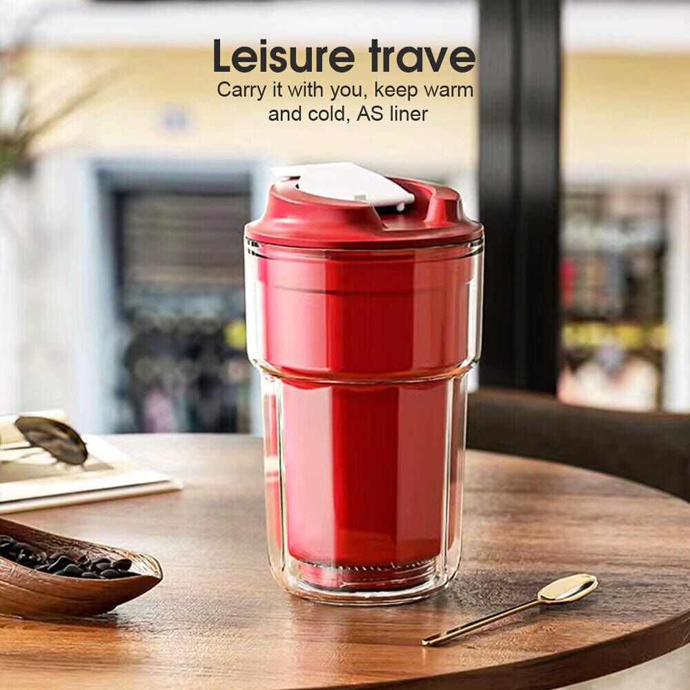 2PC 460ml Double wall insulated Coffee Cup Red AND Black Price