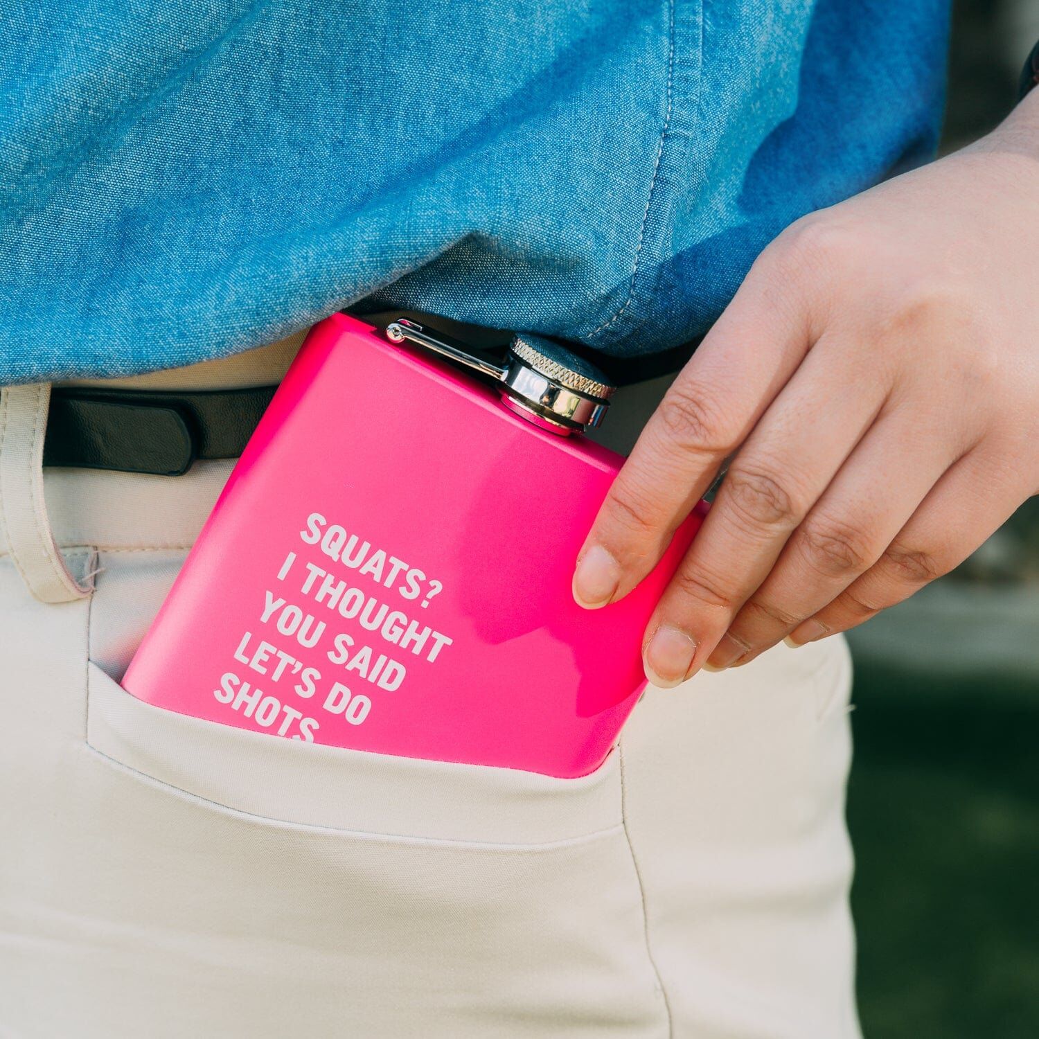 175ml Stainless Steel Hip Flask w Funny Quotes-Pink Price