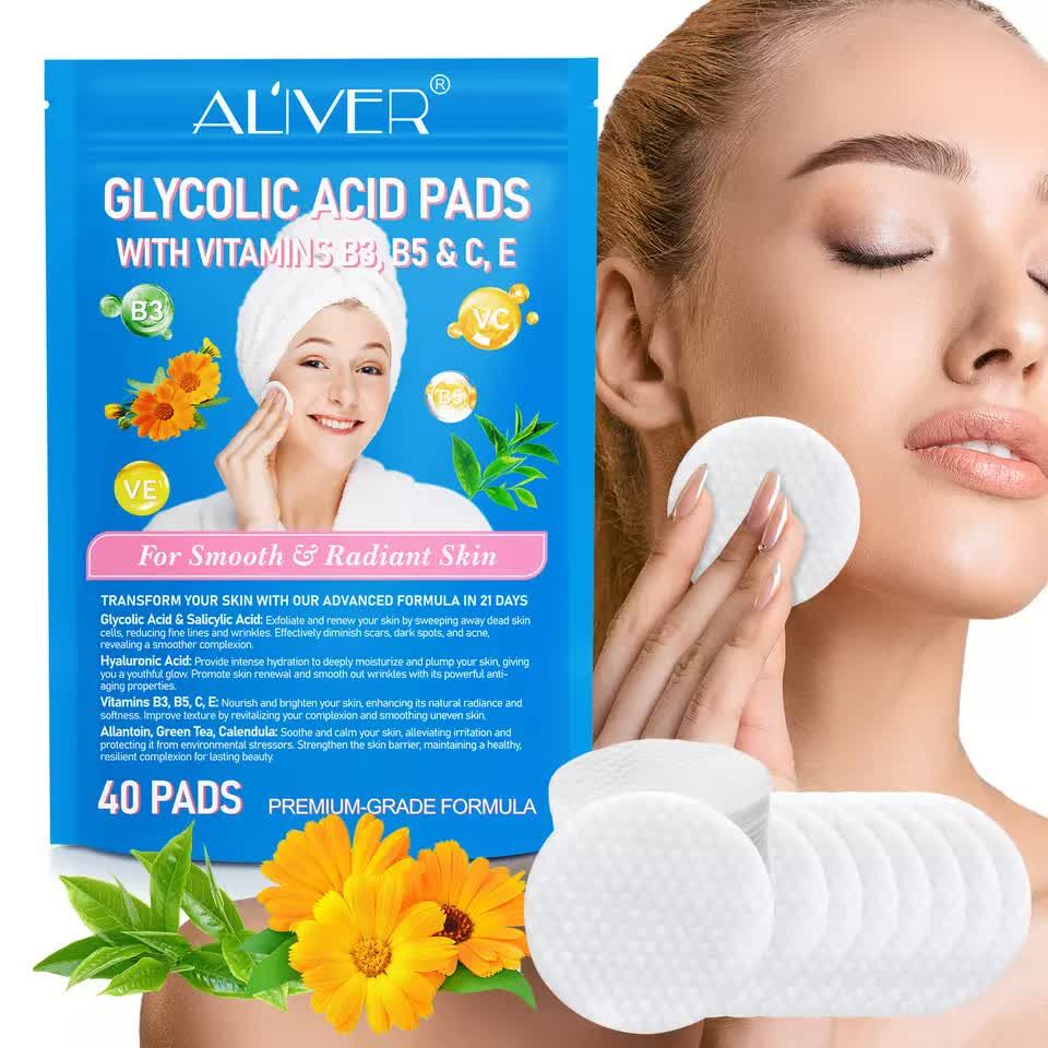 ALIVER Glycolic acid pads with vitamins B3,B5 & C,E 40 PADS Price