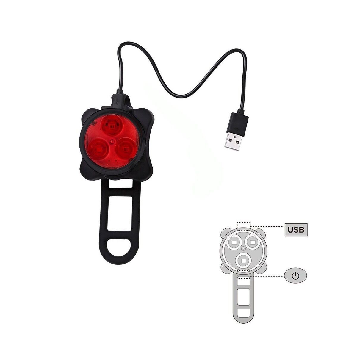 Waterproof Bicycle Bike Lights Front Rear Tail Light Lamp USB Rechargeable IPX4 Price