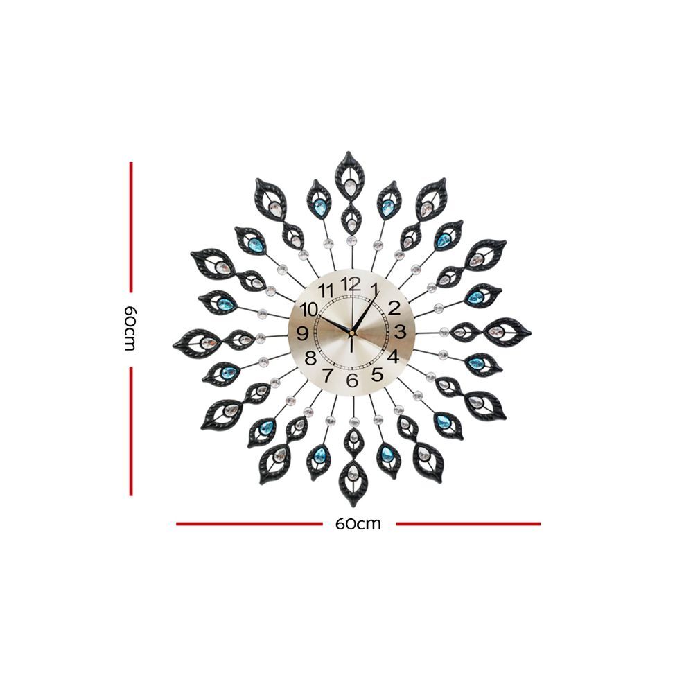 60cm Wall Clock Large 3D Peacock Crystal Silver Price