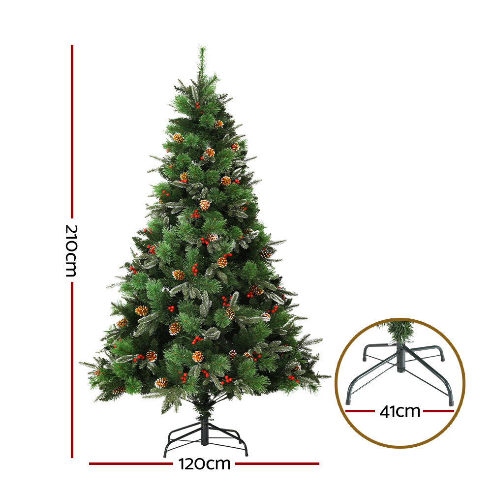 2.1M Christmas Tree with Pine Cones Red Berries Prelit LED Warm Lights Price