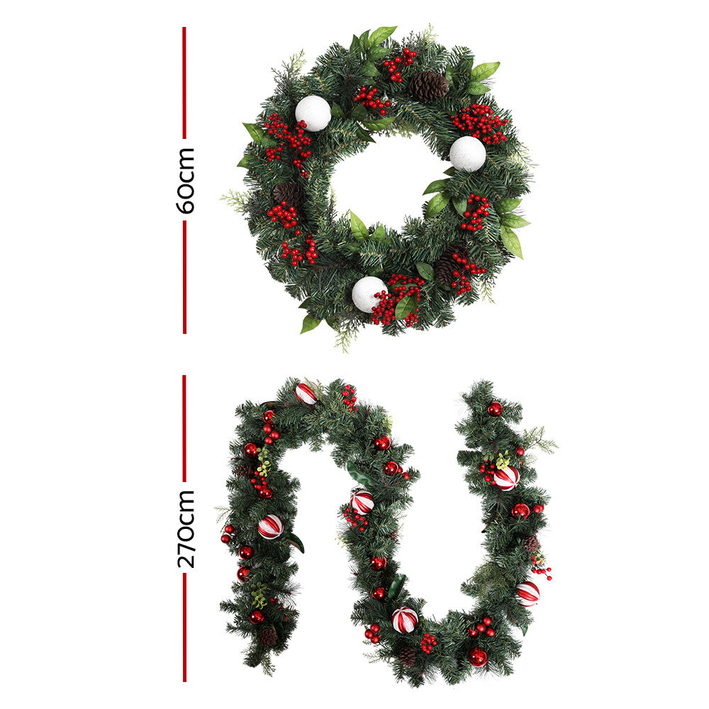 Christmas Garland with Wreath Set Ornaments Xmas Tree Decor Price