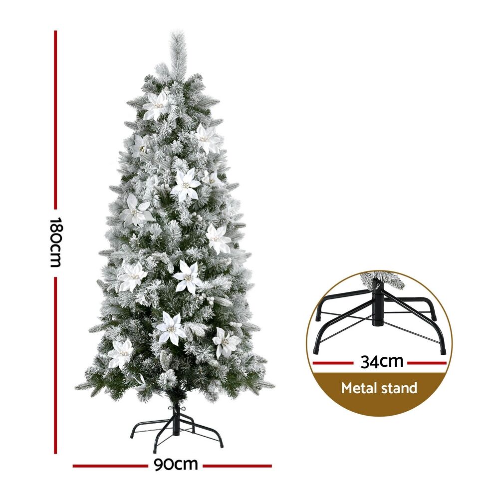 Christmas Tree 1.8m Xmas Tree Snow Flocked Flowers Decor 564 Tips Price