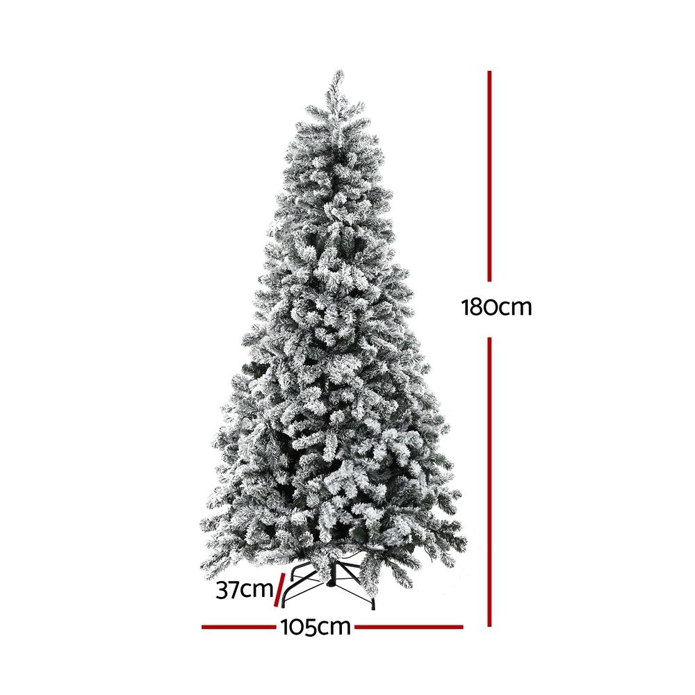 Christmas Tree 1.8m Snow Flocked LED Xmas Decoration 8 Light Modes Price