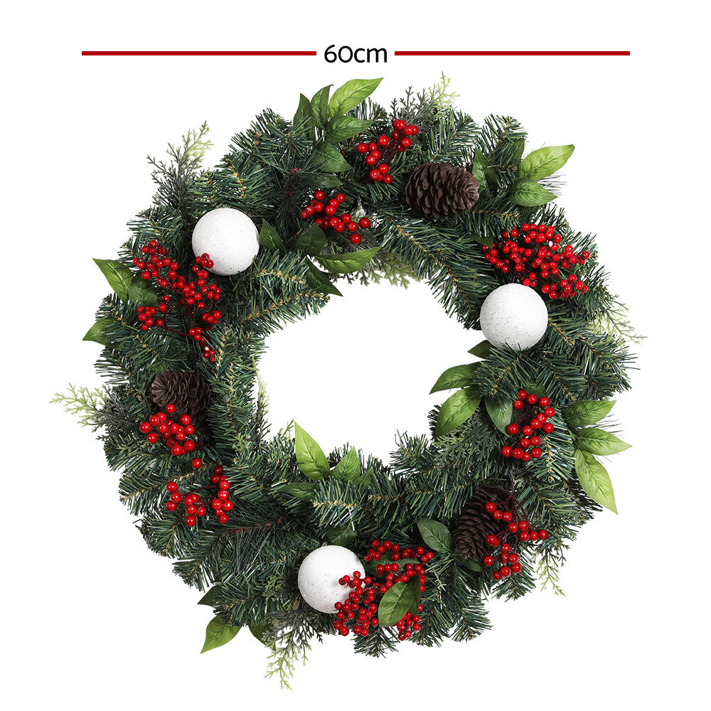 Jingle Jollys 2FT 60CM Christmas Wreath with Decor Xmas Tree Decoration Price