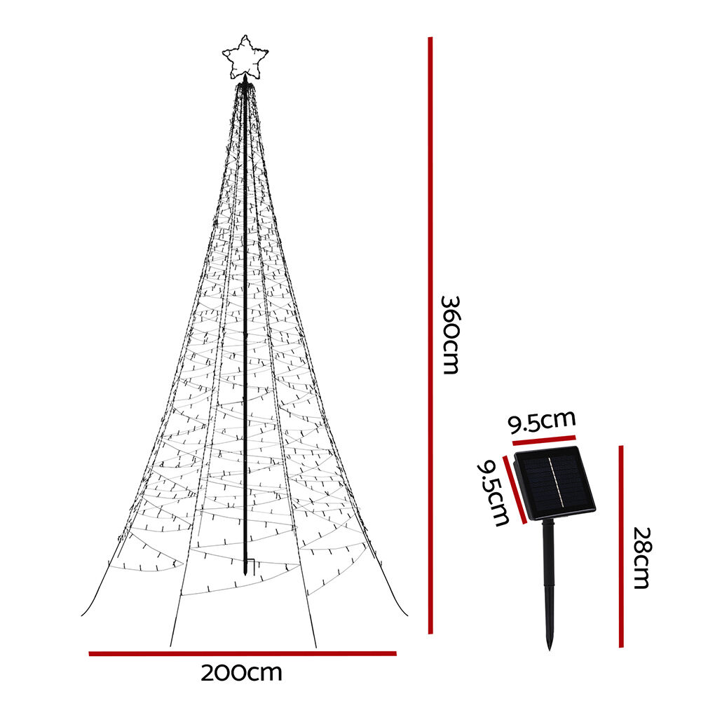 Solar Christmas Tree 3.6m 800 LED Net Lights Xmas Trees Decoration Price