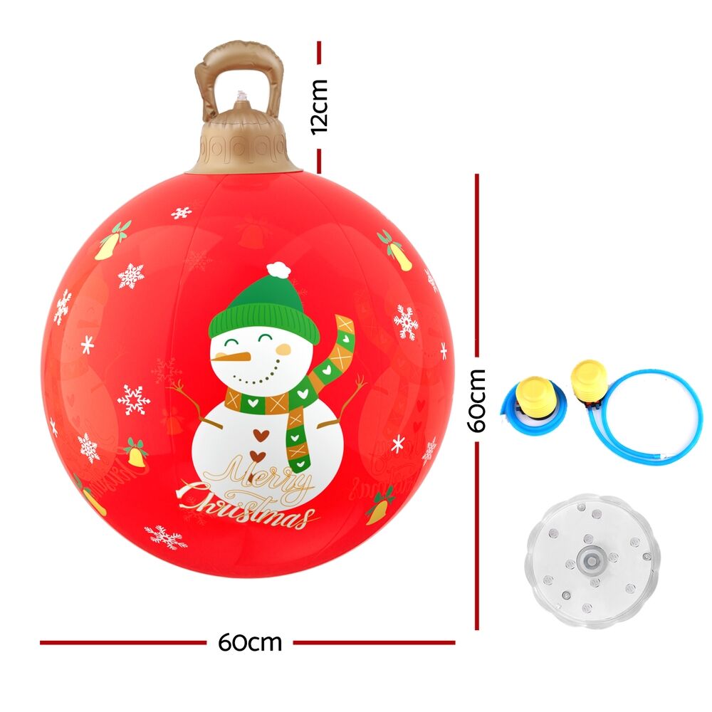 Christmas Inflatable Ball Led 60cm Snowman Decoration Bauble Red Price