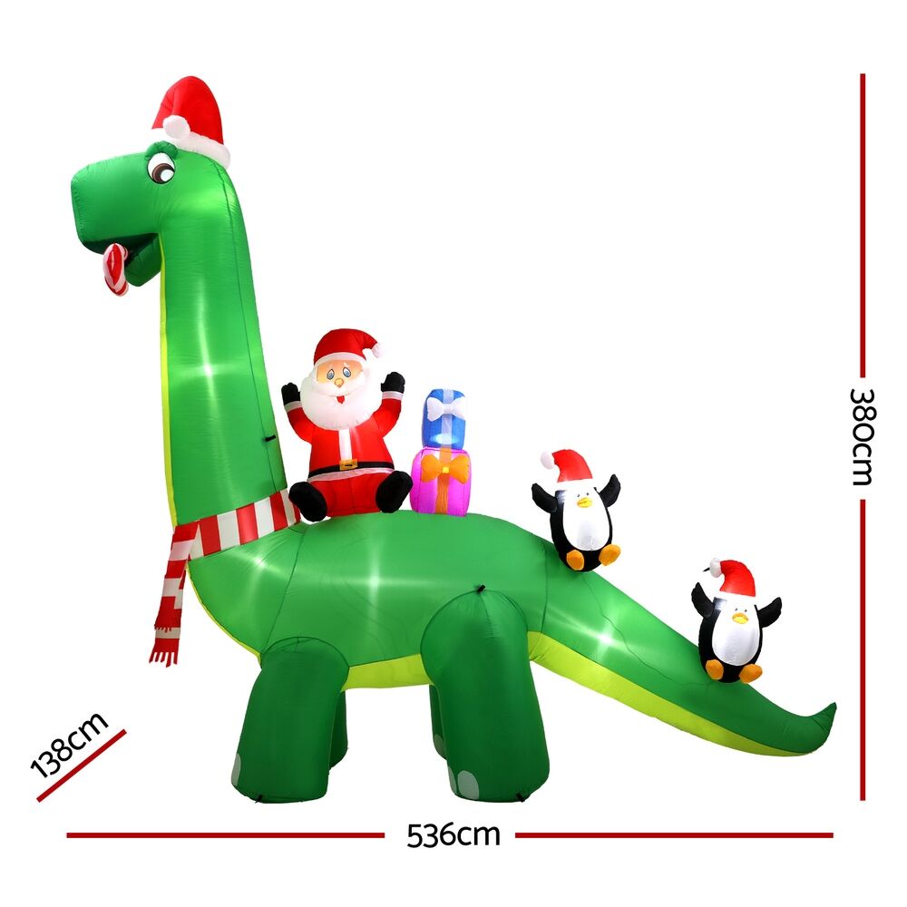Christmas Inflatable Santa Dinosaur 3.8M Illuminated Decorations Price
