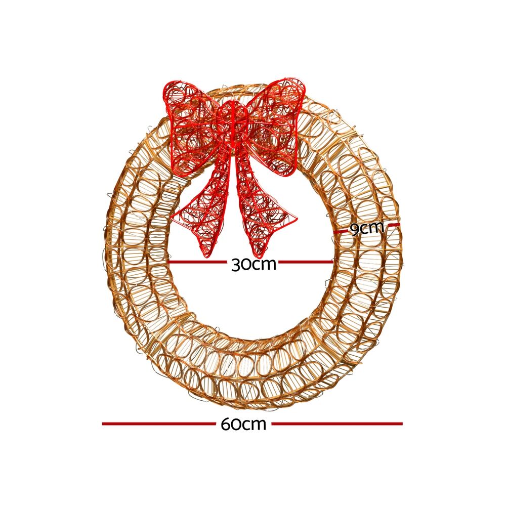0.6M Christmas Lights 160 LED Motif Solar Wreath Xmas Decorations Jingle Jollys Price