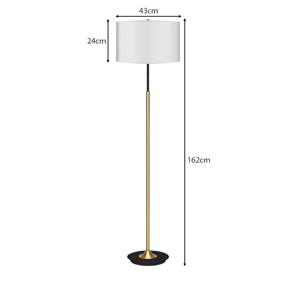 Sarantino Metal Floor Lamp Brushed Brass Finish with White Shade Price