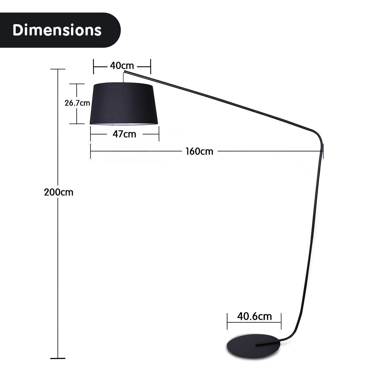 Sarantino Metal Arc Floor Lamp in Black Finish with Linen Taper Shade Price