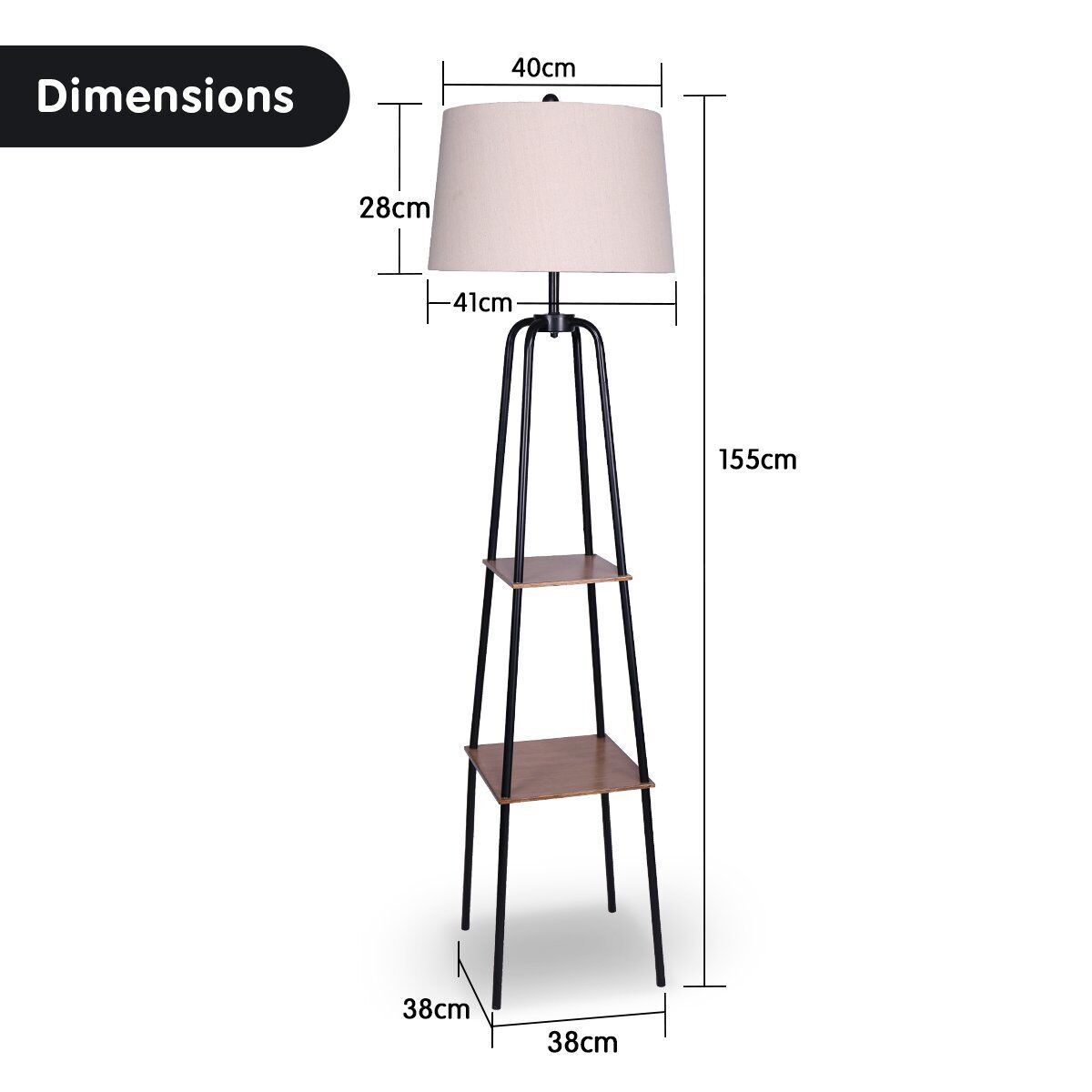 Sarantino Metal Etagere Floor Lamp Shade Metal Shelf in Wood Finish Price