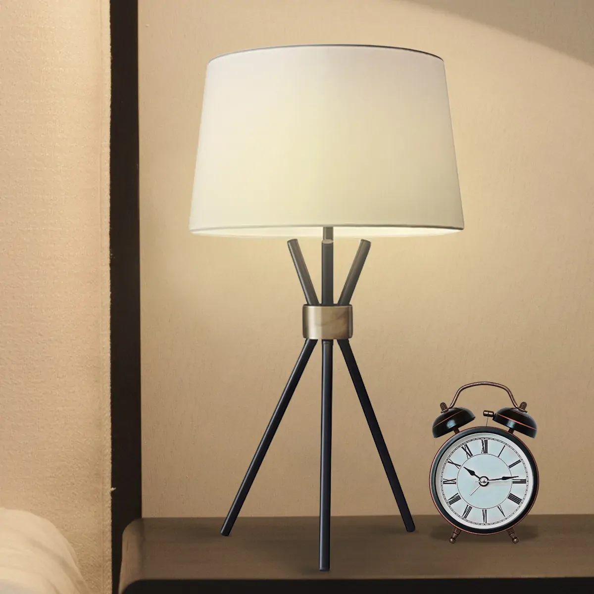 Sarantino Metal Tripod Table Lamp with Antique Brass Accent Price