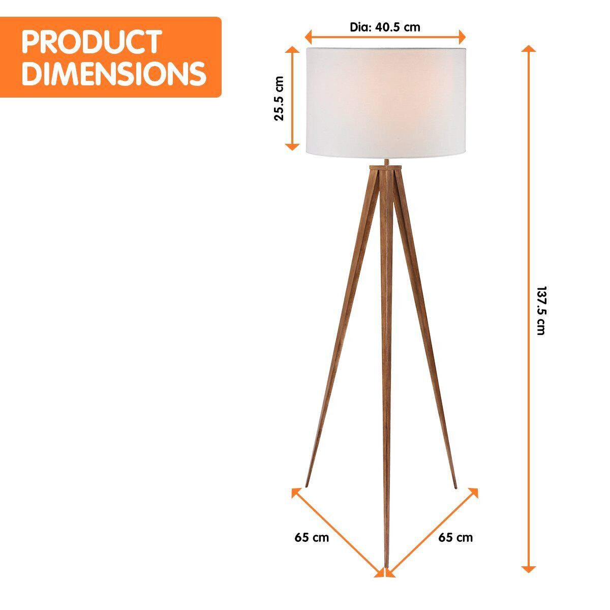 Sarantino Metal Tripod Floor Spot Lamp Shade Drum in Wooden Finish Price