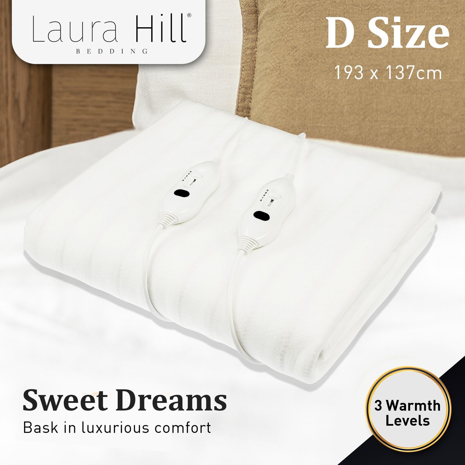 Laura Hill Heated Electric Blanket Fitted Underlay Winter Double Price