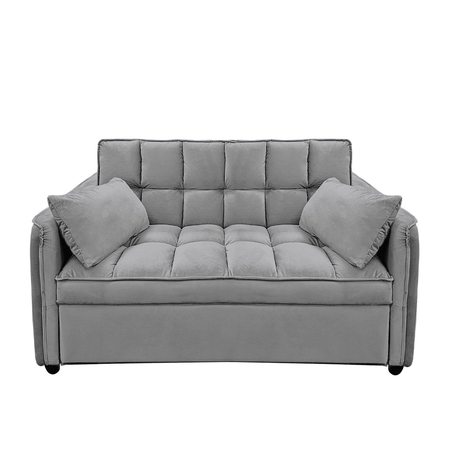 Sarantino Quincy 2-Seater Velvet Sofa Bed in Dark Grey with Wooden Frame & Tufted Design Price