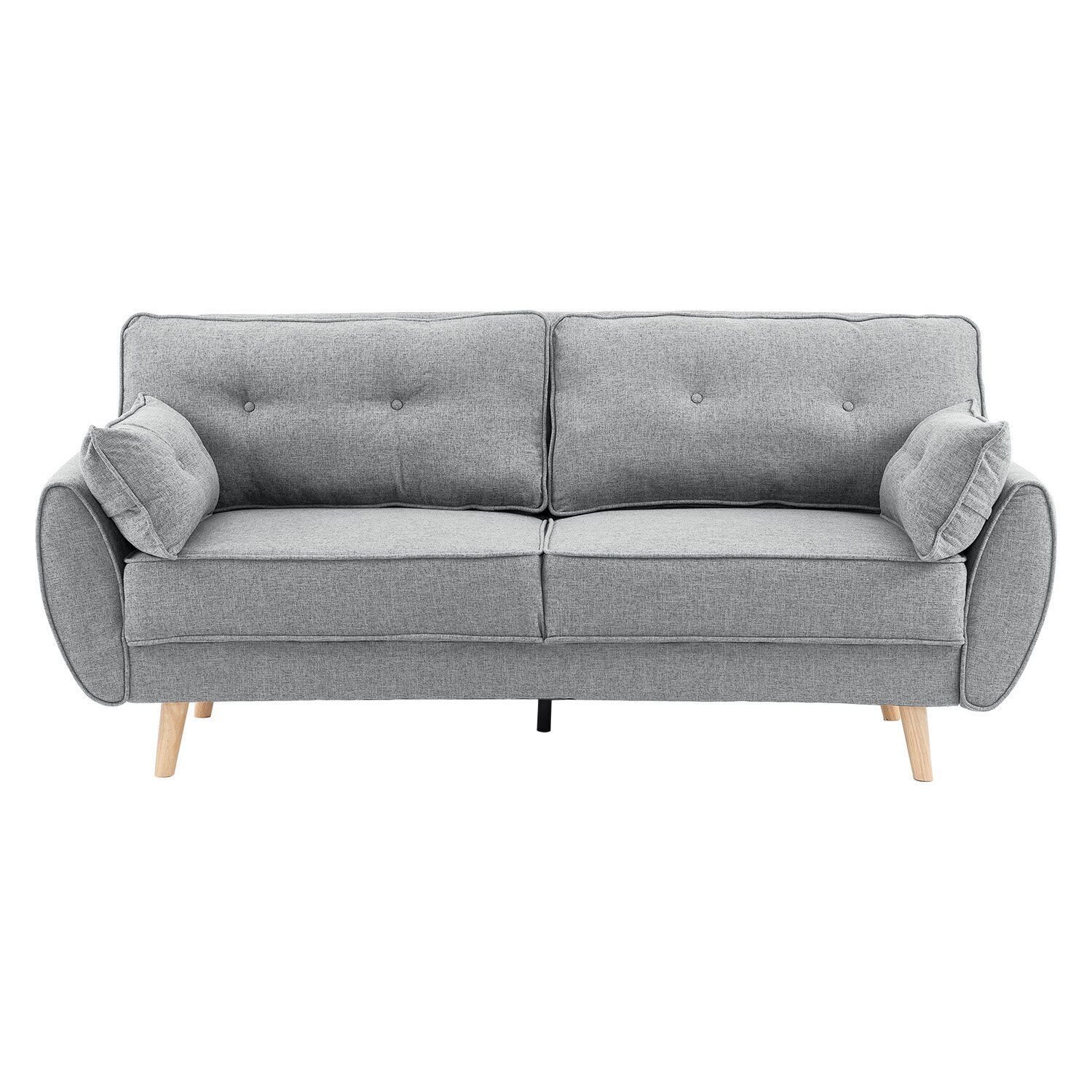Elle Button-Tufted Fabric Sofa Bed w/ Cushions by Sarantino Light Grey Price