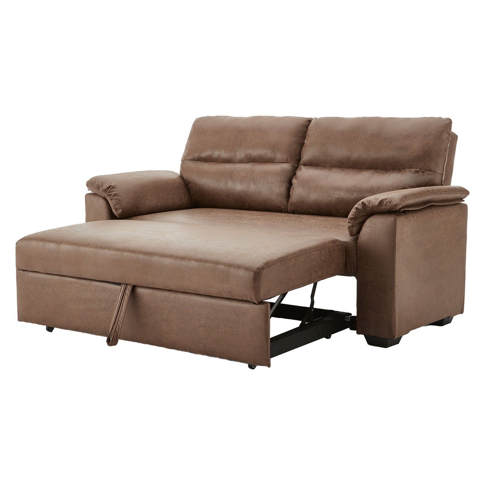 Sarantino Distressed Faux Leather Sofa Bed Couch Lounge - Brown Price