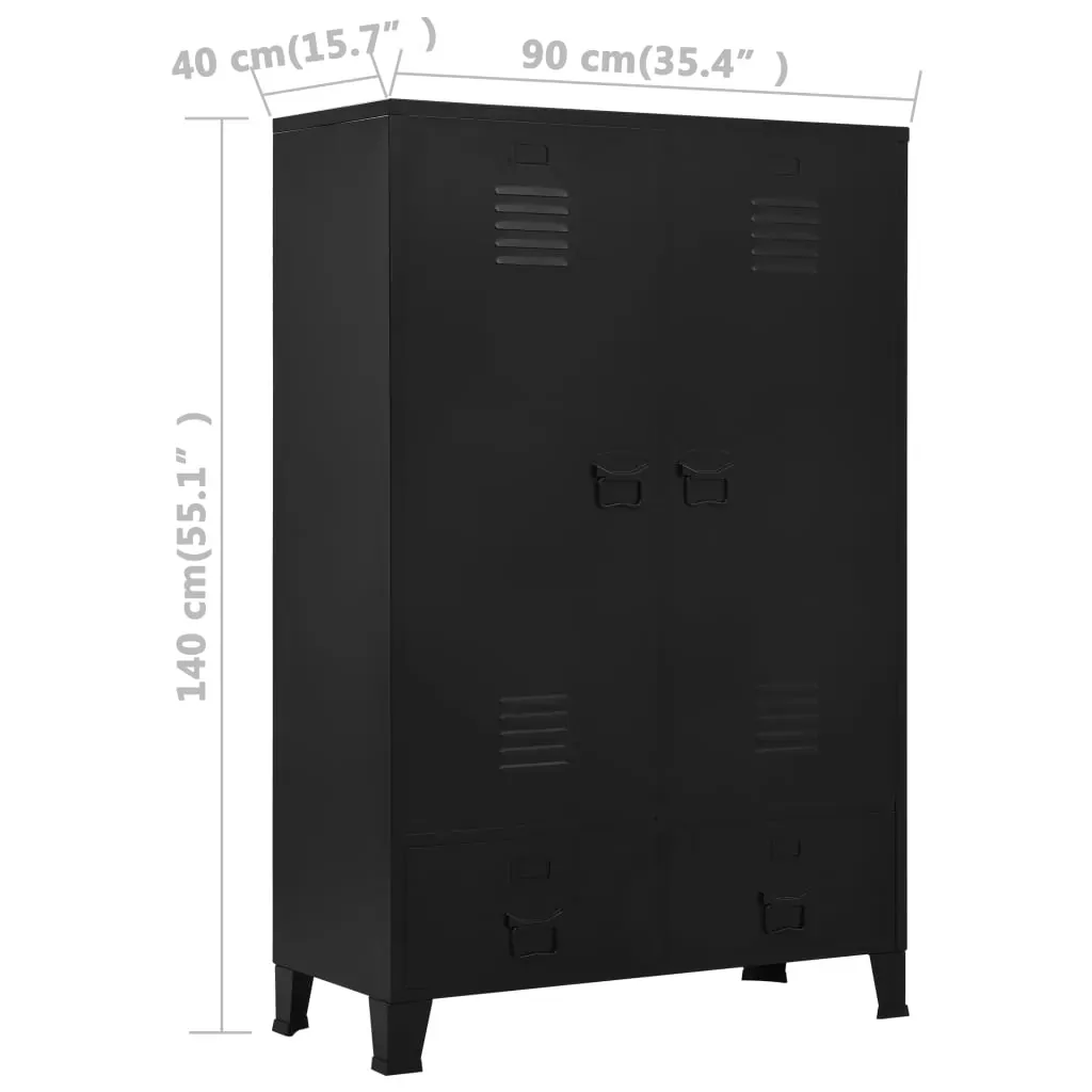 Wardrobe Industrial Black 90x40x140 cm Steel Price
