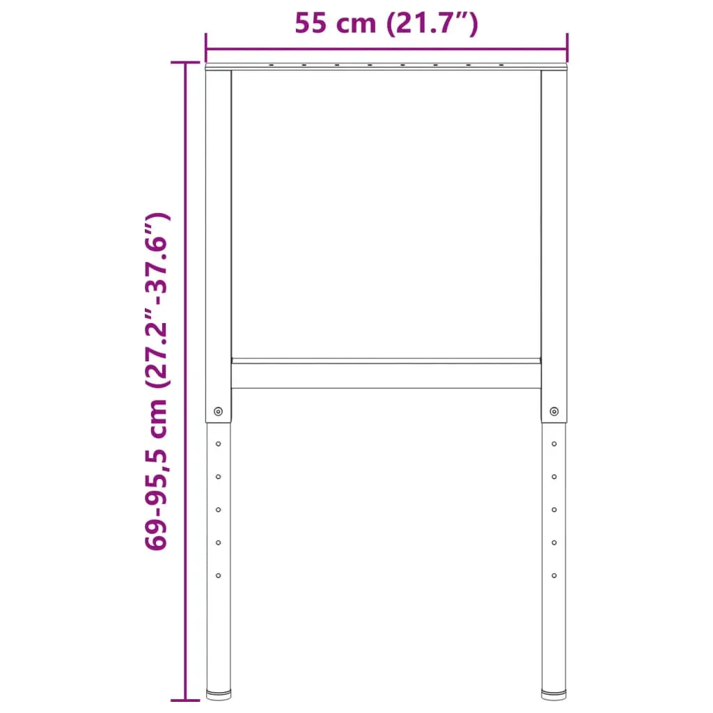 Adjustable Work Bench Frames 2 pcs Metal 55x(69-95.5) cm Black Price