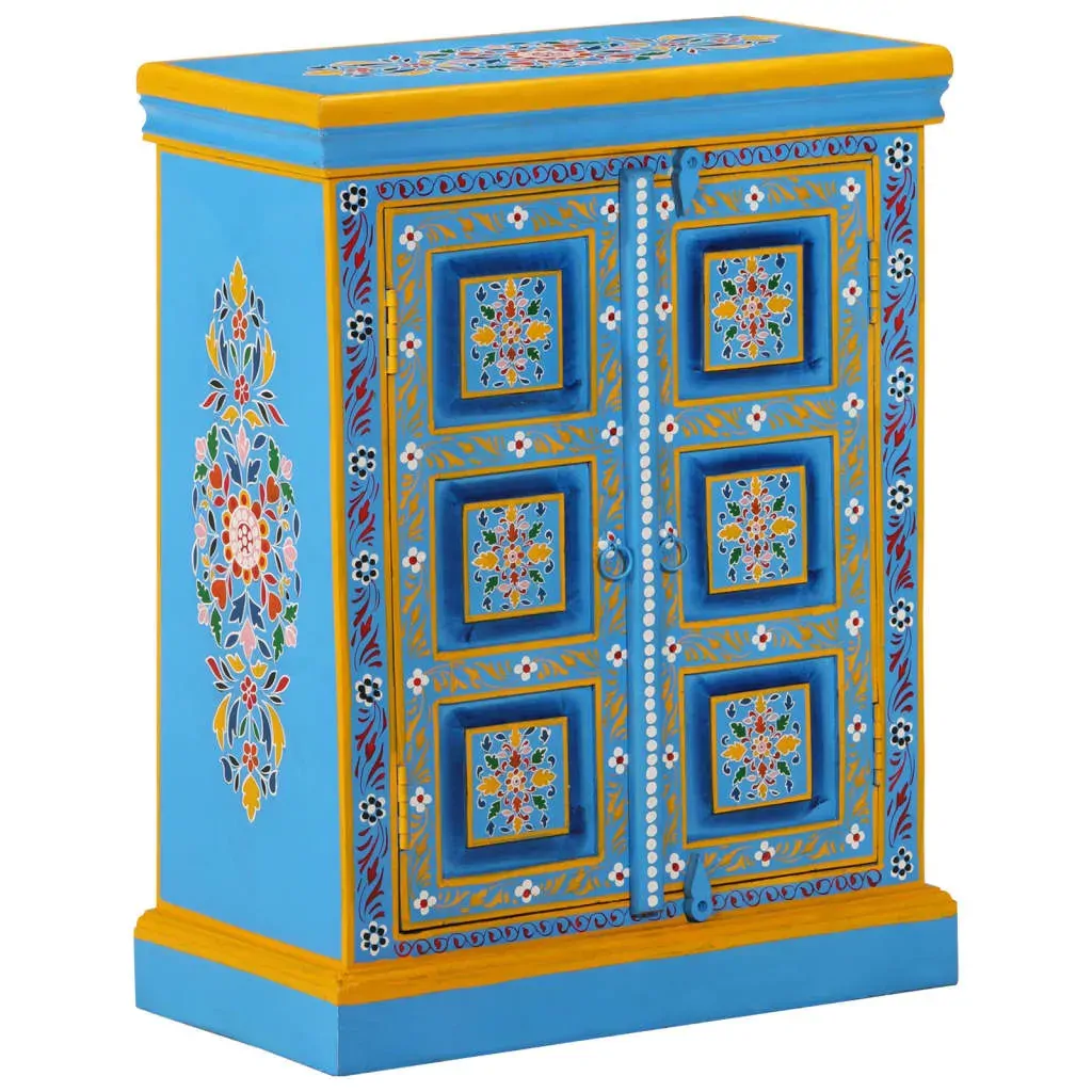 Sideboard Solid Mango Wood Turquoise Hand Painted Price