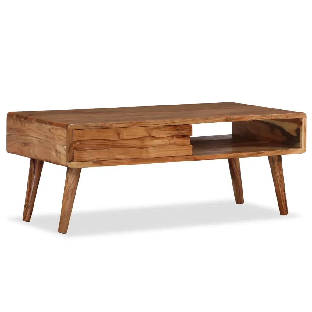 Coffee Table Solid Wood with Carved Drawer 100x50x40 cm Price